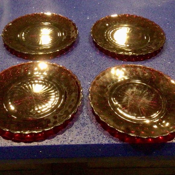 Dining | Vintage Ruby Red Bubble Plates X 4 | Poshmark